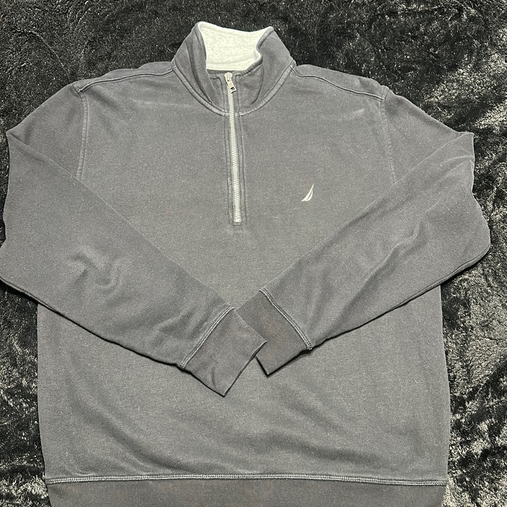 Black Nautica 1/4 zip up sweater, size L.